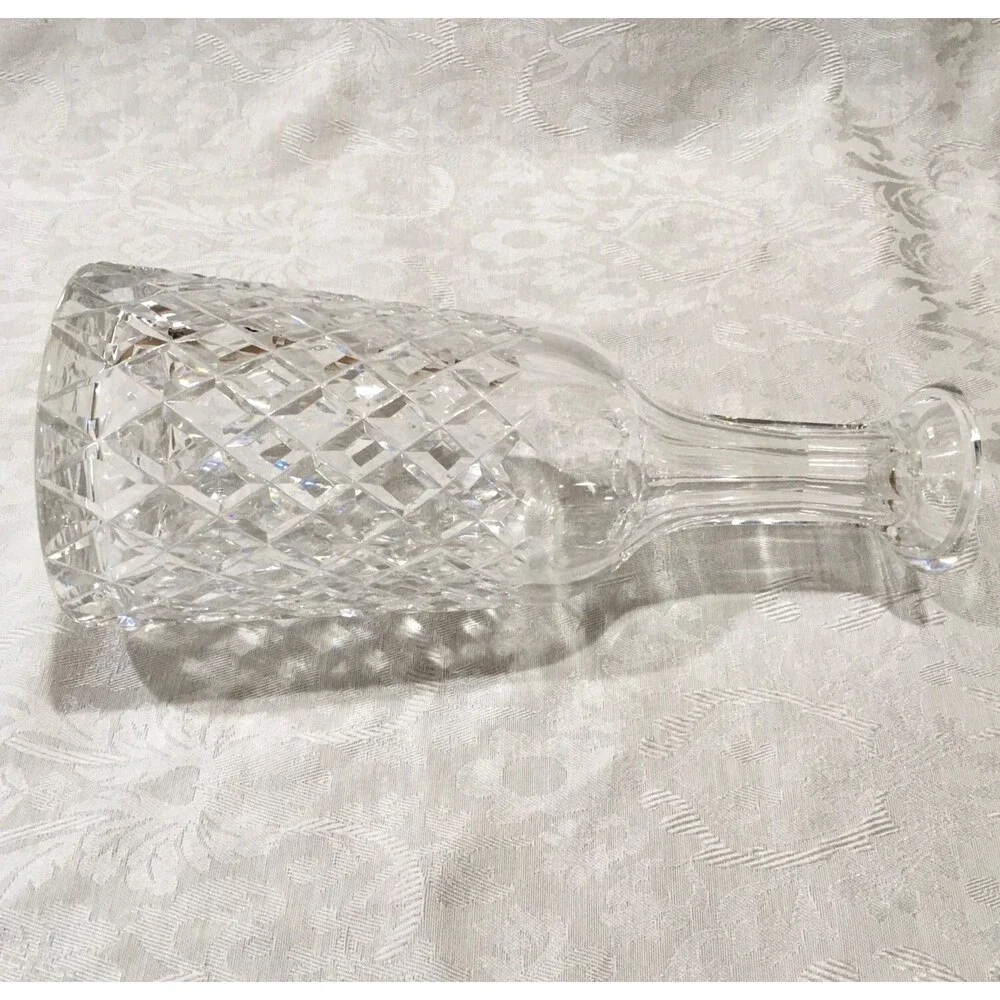 Vintage Crystal Decanter Bottle Diamond Cut Pattern Clear -No Stopper